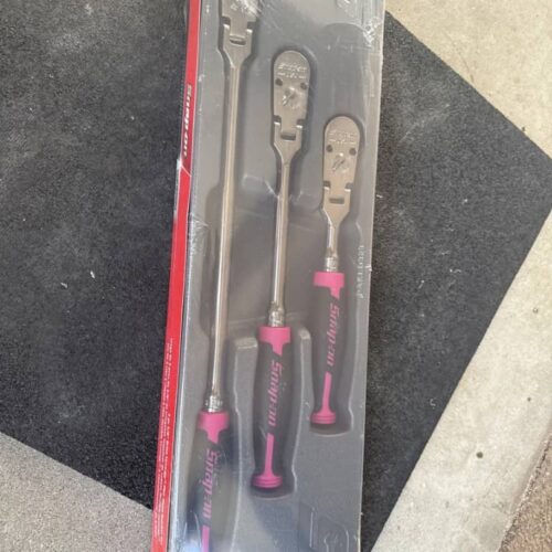 Snap-on PINK 3pc 3/8″ Drive Cynergy Soft Grip Flex Ratchet Set RAT3FHFEP